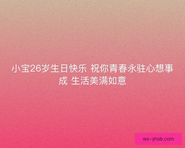 小宝26岁生日快乐 祝你青春永驻心想事成 生活美满如意