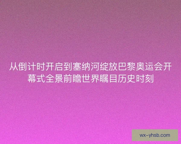 从倒计时开启到塞纳河绽放巴黎奥运会开幕式全景前瞻世界瞩目历史时刻