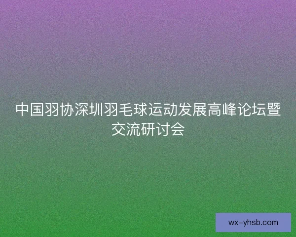 中国羽协深圳羽毛球运动发展高峰论坛暨交流研讨会