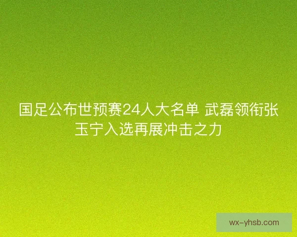 国足公布世预赛24人大名单 武磊领衔张玉宁入选再展冲击之力