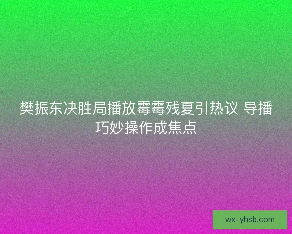 樊振东决胜局播放霉霉残夏引热议 导播巧妙操作成焦点